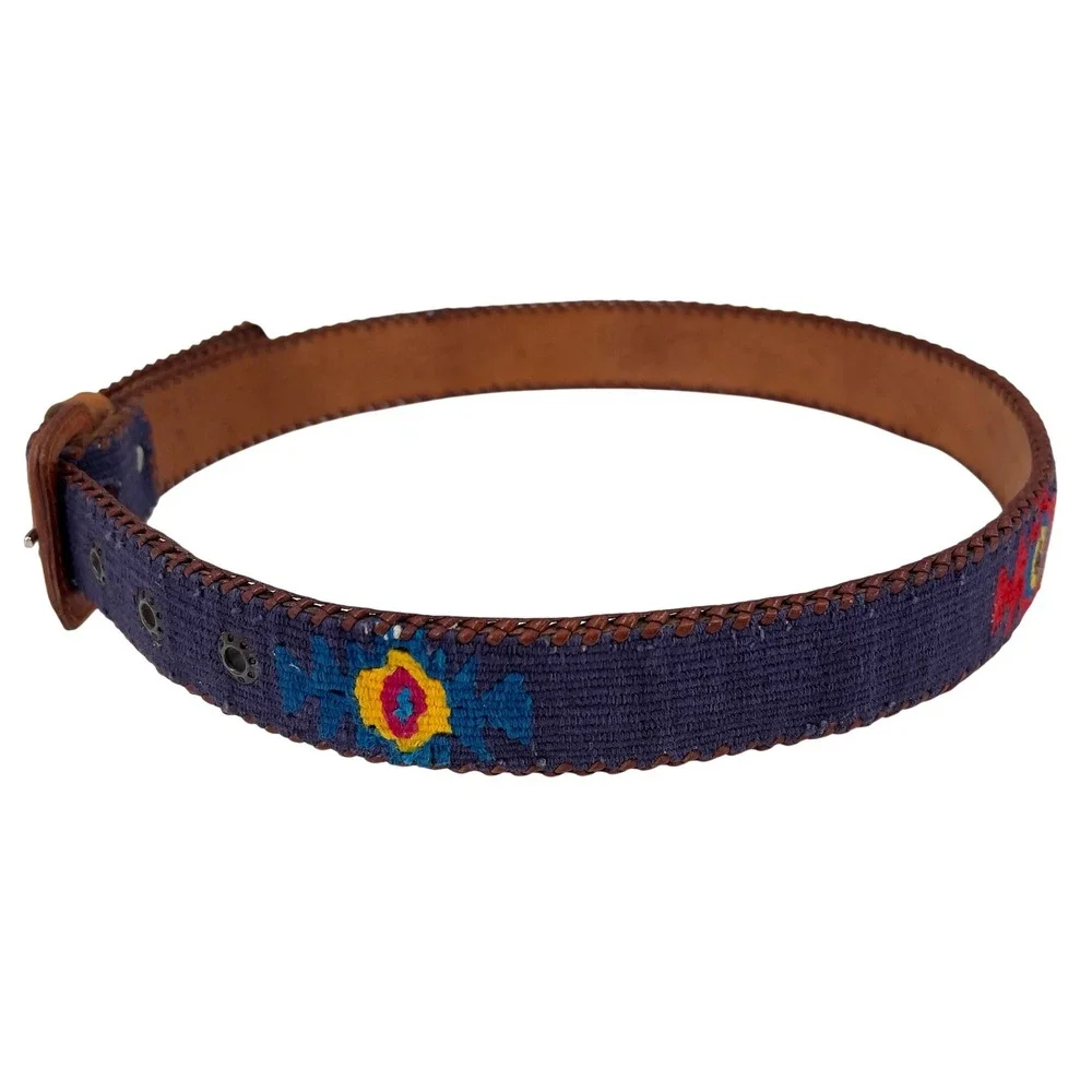 Men's 30 Handmade Guatemalan Belt Woven Textile Leather Boho Southwestern Unisex